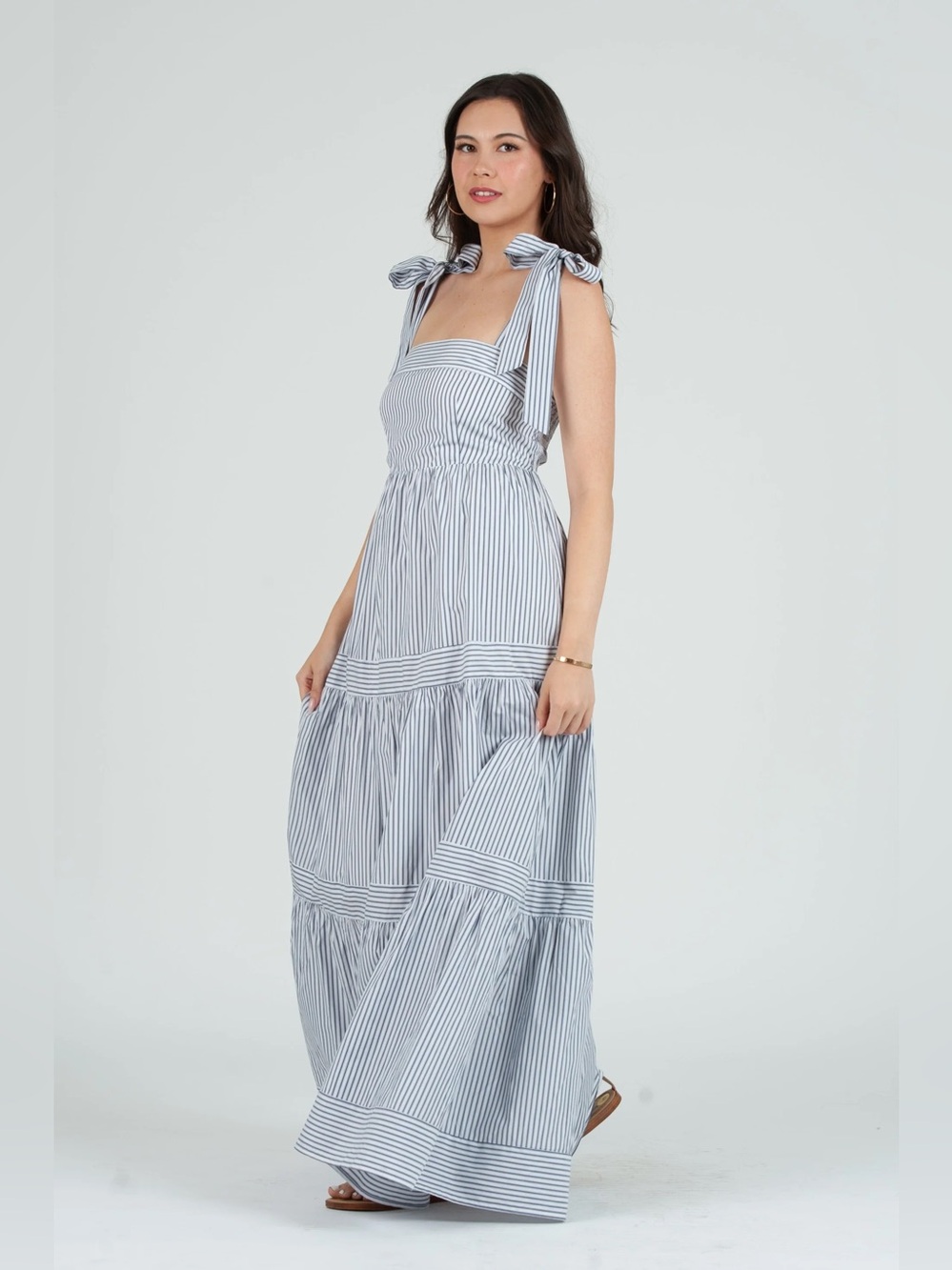 Lucca Women's Striped Tiered Maxi Dress